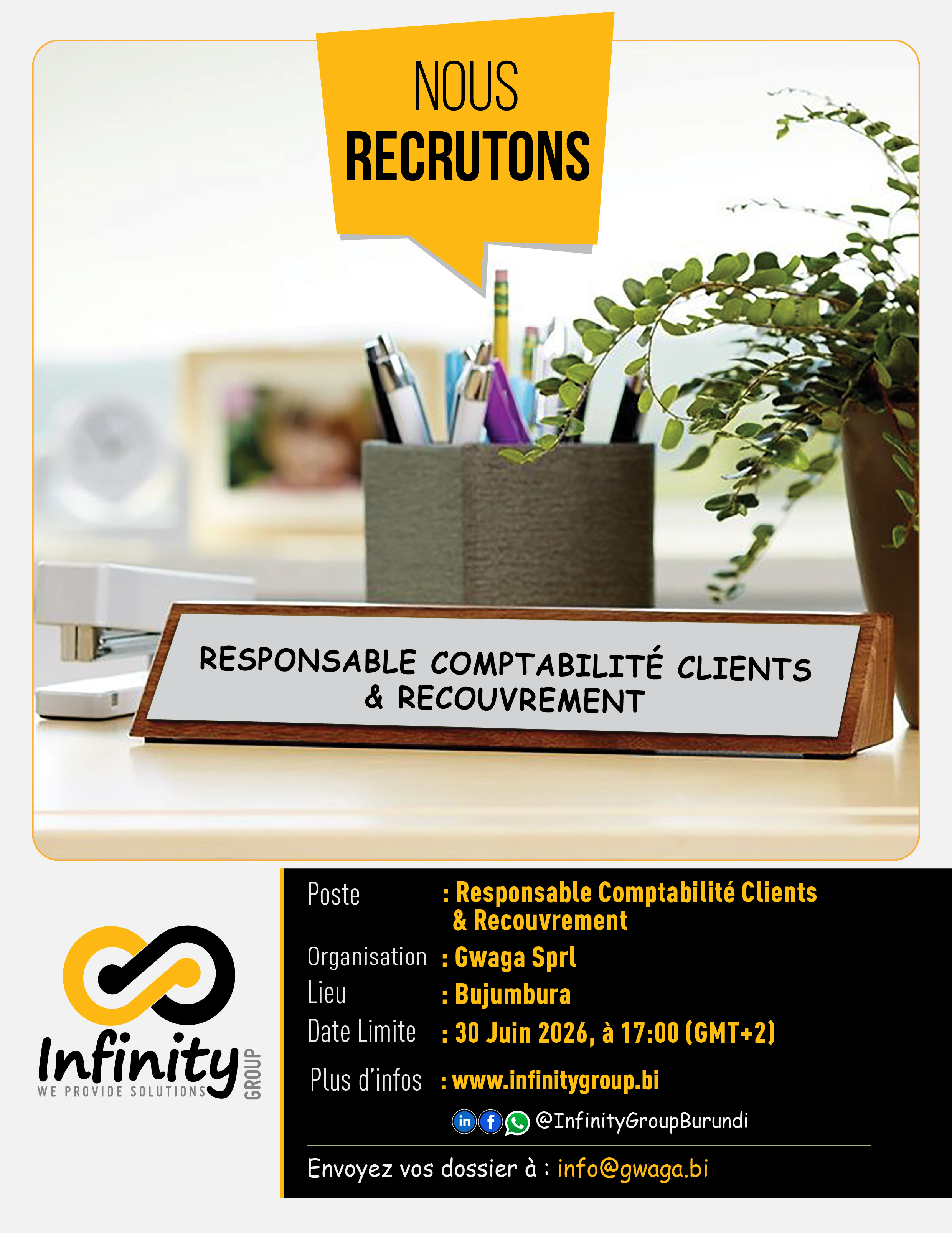 Un(e) Responsable Comptabilité Clients & Recouvrement 